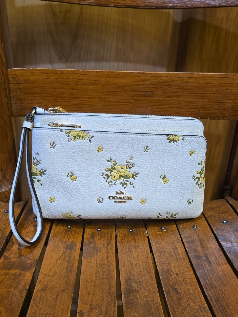Coach Floral Double Zip Wristlet